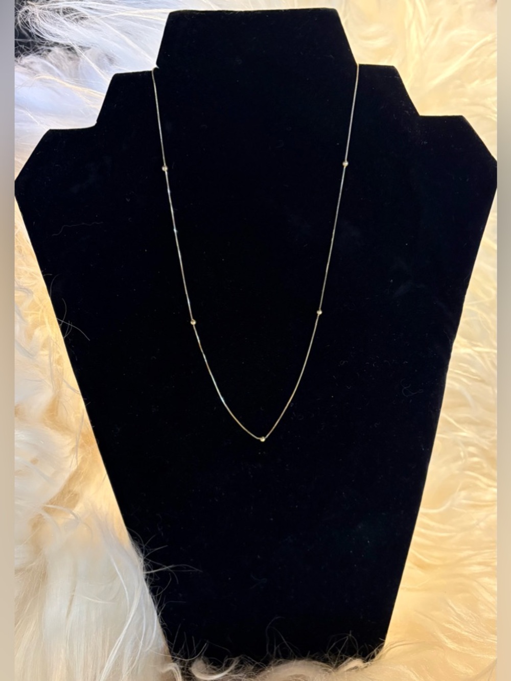Solid 18k Yellow Gold Bead Stationed Chain Necklace 17” Hallmarked I.W. 18k 750